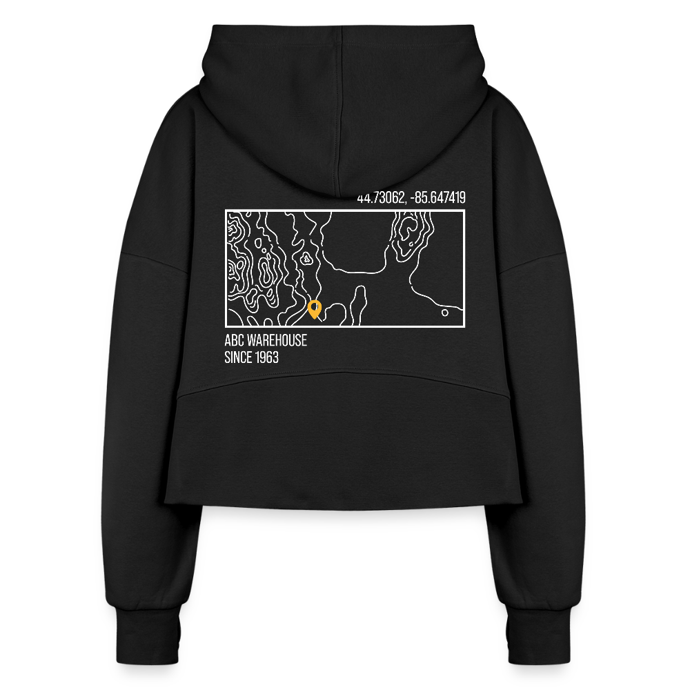 Women's Half Zip Cropped Hoodie - black