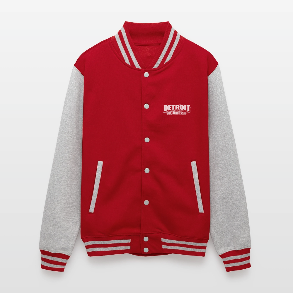 Just Hoods Heavyweight Letterman Jacket - red/heather grey