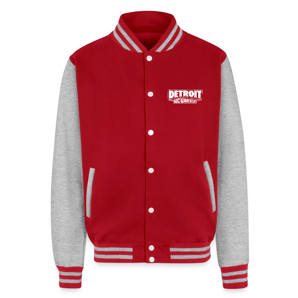 Just Hoods Heavyweight Letterman Jacket - red/heather grey