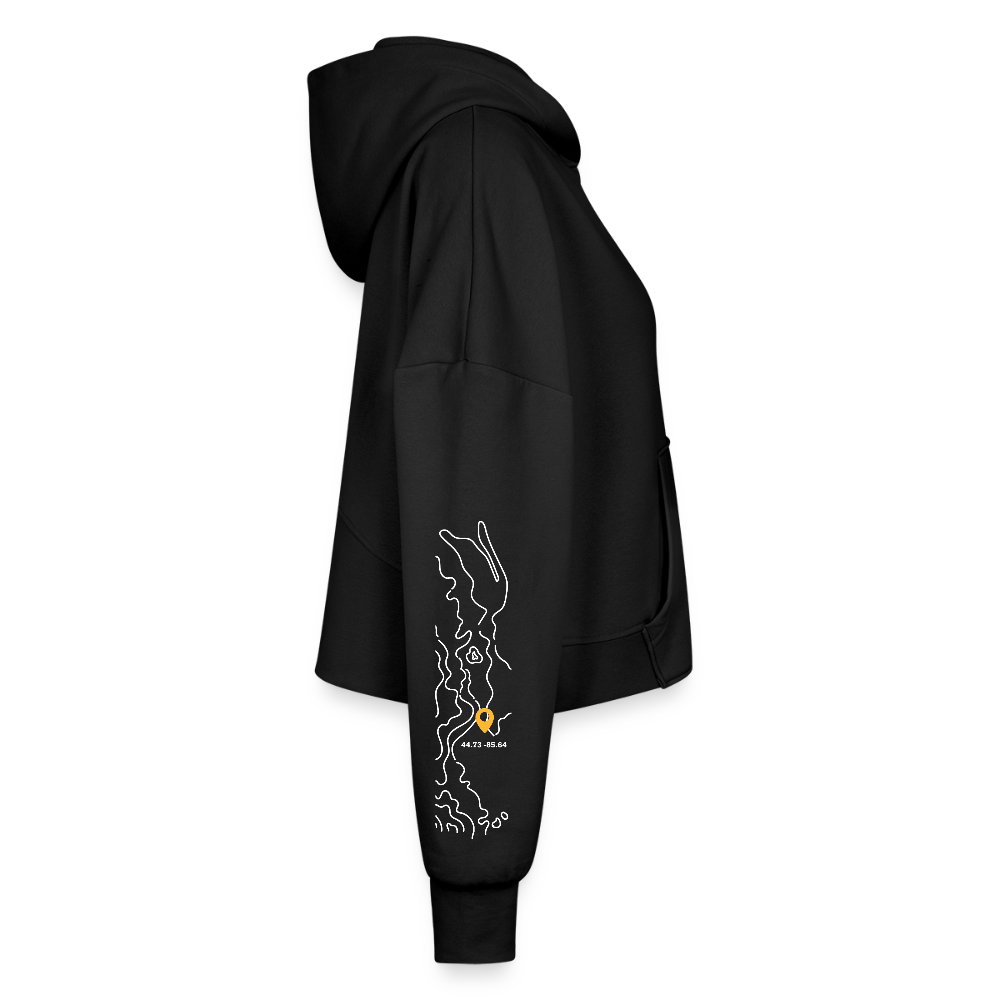 Women's Half Zip Cropped Hoodie - black