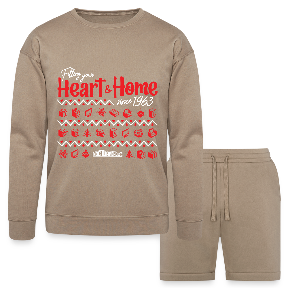 Bella + Canvas Unisex Sweatshirt & Short Set - tan