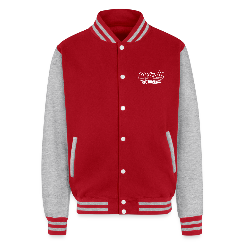 Just Hoods Heavyweight Letterman Jacket - red/heather grey