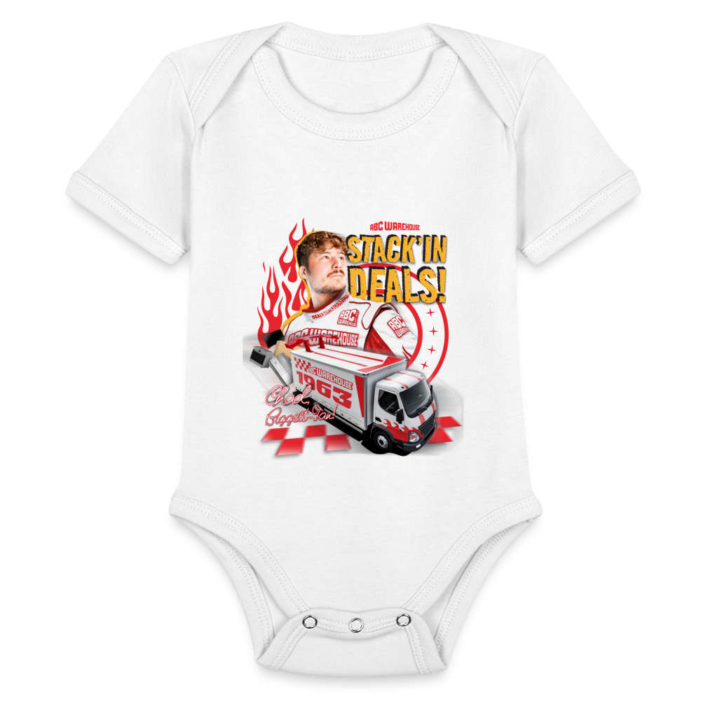 Organic Short Sleeve Baby Bodysuit - white