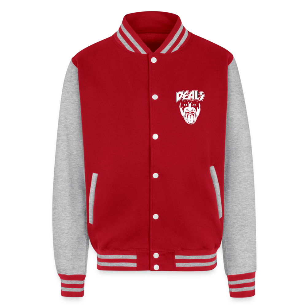 Just Hoods Heavyweight Letterman Jacket - red/heather grey