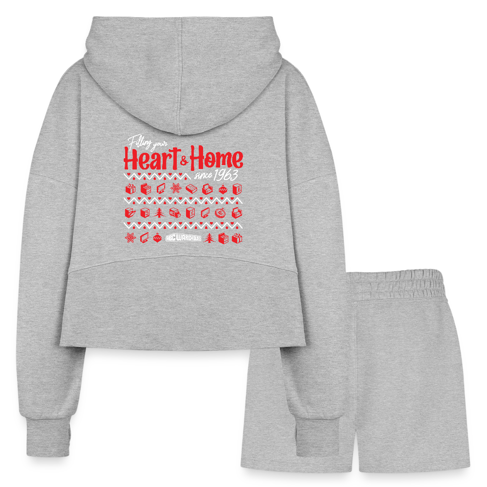 Women’s Cropped Hoodie & Jogger Short Set - heather gray