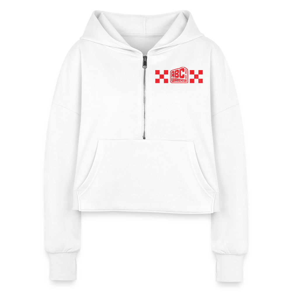 Women's Half Zip Cropped Hoodie - white