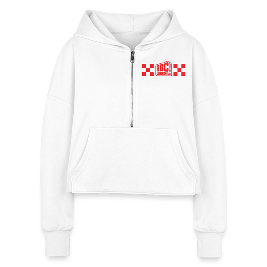 Women's Half Zip Cropped Hoodie - white