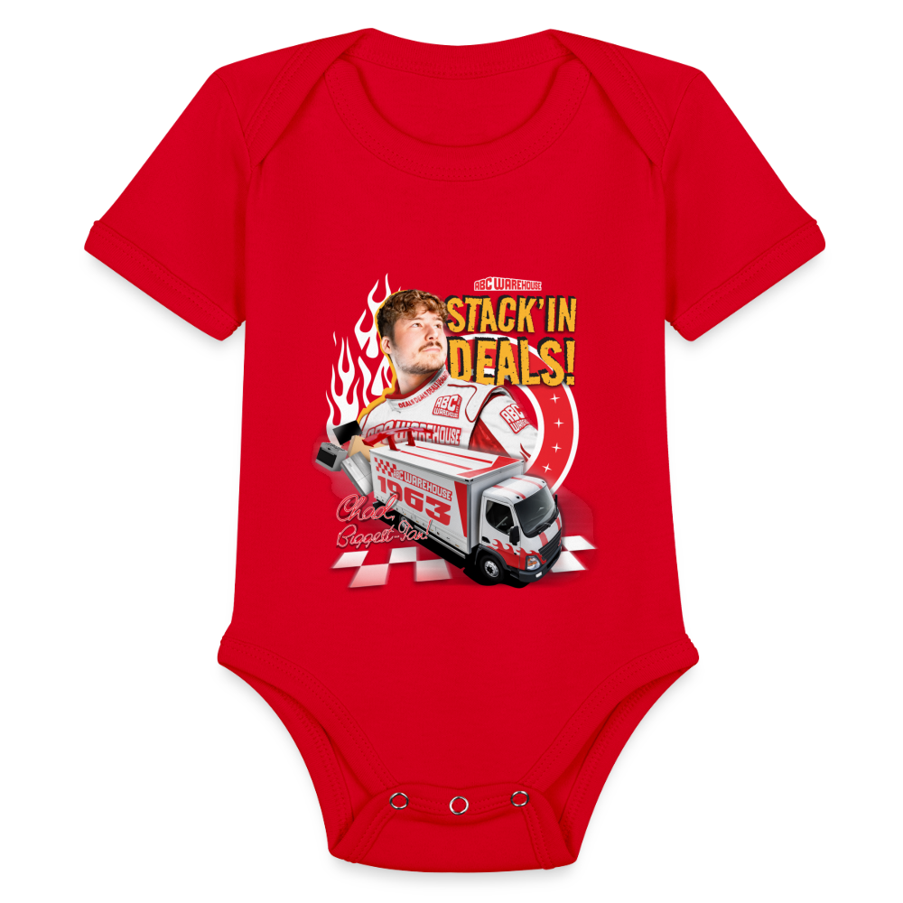 Organic Short Sleeve Baby Bodysuit - red