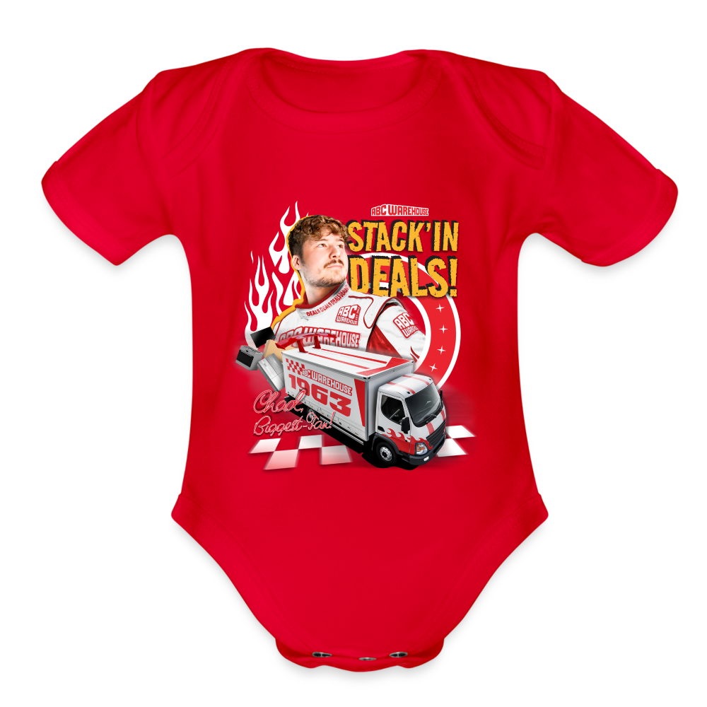 Organic Short Sleeve Baby Bodysuit - red